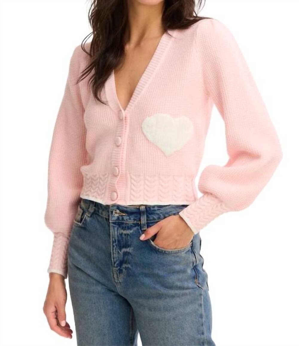 NEW ALLISON NEW YORK piper cardigan in light pink with hearts